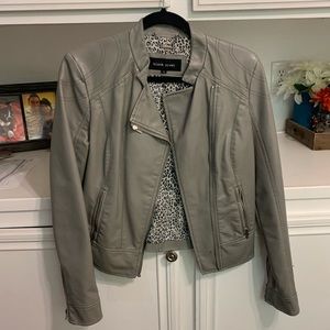 Womens Black Rivet Faux Leather Jacket